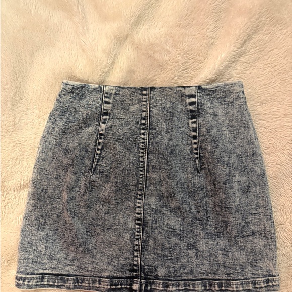 Altar'd State Blue Washed Mini Ripped Jean Skirt - Picture 2 of 3